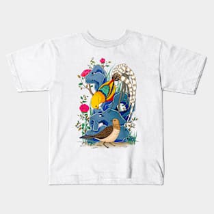 Minhwa: Golden Pheasant Couple D Type Kids T-Shirt